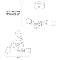 Miru Modern 3 Light Sputnik Mid Century Industrial Chandelier - thumbnail 4