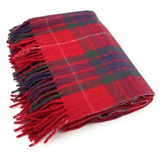 Soft Wool Tartan Blanket - 70x60 Inches Soft, Warm & Timeless Fraser Red - image 1