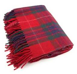 Soft Wool Tartan Blanket - 70x60 Inches Soft, Warm & Timeless Fraser Red - thumbnail 1