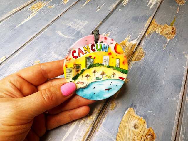Cancun Mexico Little Landmarks Ceramic Hanging Decoration Christmas - image 1