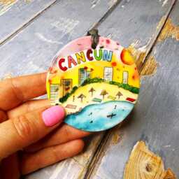 Cancun Mexico Little Landmarks Ceramic Hanging Decoration Christmas - thumbnail 2