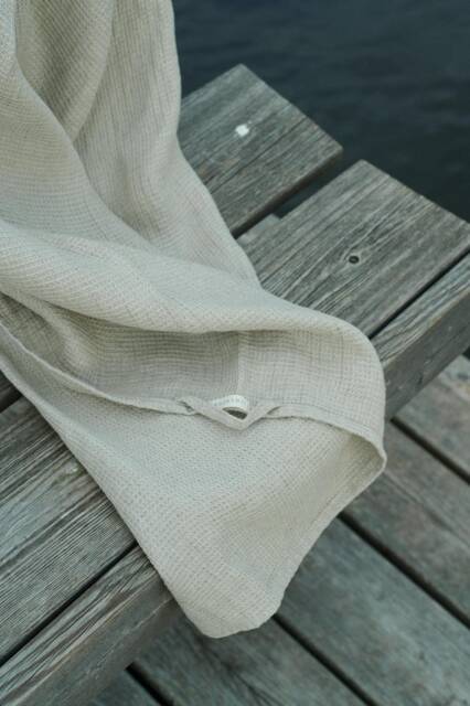 Natural Grey Waffle Linen Bath Towel/Soft Absorbent Eco-Friendly Luxury Bathroom - image 1