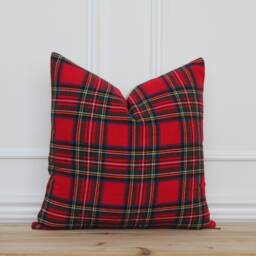 Red Plaid Pillow Cover Handmade Throw Designer Covers Farmhouse 20 X 16 26 -- Hunter - thumbnail 1
