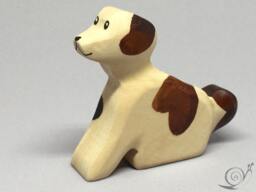 Toy Dog Wooden White Brown With Dots Colourful Size 7, 5x6, 5x2, 0 cm - Bxhxs Approx. 24, 5 Gr - thumbnail 1