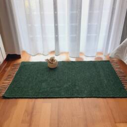 Small Dark Green Soft Rug/Handmade Cotton Bedside Bathroom Kitchen Washable Room Bath Mat - thumbnail 3
