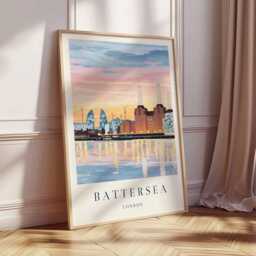 Battersea Power Station Print London Travel Poster, UK City Wall Art - thumbnail 3