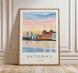 Battersea Power Station Print London Travel Poster, UK City Wall Art - thumbnail 1