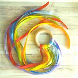 Waldorf Rainbow Ribbon Toy Beech Wood Sensory Hand Kite