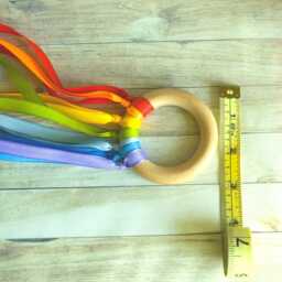 Waldorf Rainbow Ribbon Toy Beech Wood Sensory Hand Kite - thumbnail 2