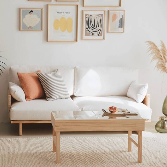 Two-Seater Sofa in Natural Solid Wood - Mistral - image 1