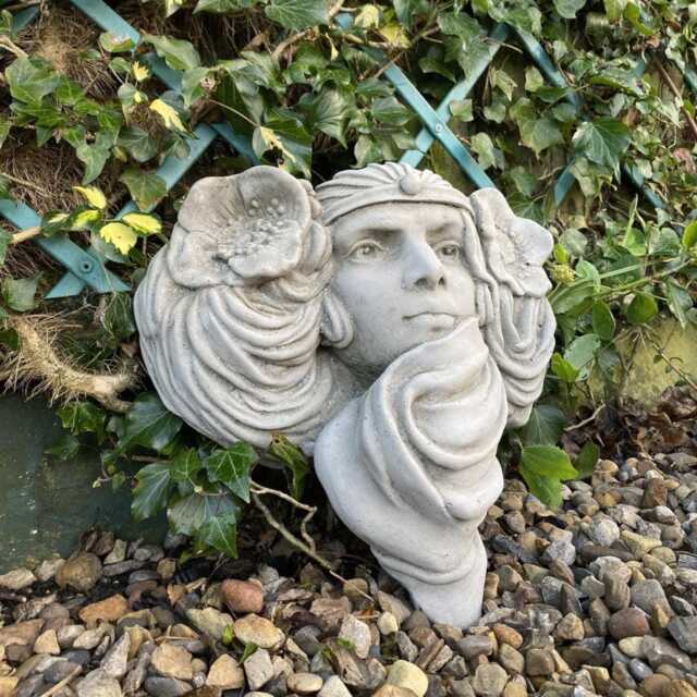 Concrete Lady Head Wall Hanging Planter, Flower Hair Sculpture, Garden Art Decor, Dgs Statues - image 1