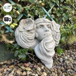Concrete Lady Head Wall Hanging Planter, Flower Hair Sculpture, Garden Art Decor, Dgs Statues - thumbnail 2