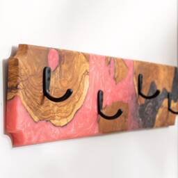 Epoxy Olive Wood Coat Rack, Resin Entryway Organizer, Housewarming Gifts - thumbnail 3