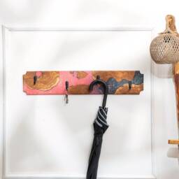 Epoxy Olive Wood Coat Rack, Resin Entryway Organizer, Housewarming Gifts - thumbnail 4