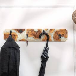 Epoxy Olive Wood Coat Rack, Resin Entryway Organizer, Housewarming Gifts - thumbnail 2
