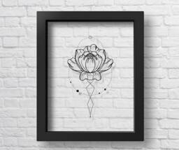 Transparent Geometric Style Flower Poster, Wall Art, Modern Floral Minimalist Print - thumbnail 1