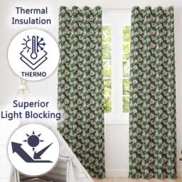Fresh Daisy Meadow Seamless Pattern Natural Botanical Floral Design Readymade Eyelet Ring Top Thermal 100% Blackout Curtains - thumbnail 3