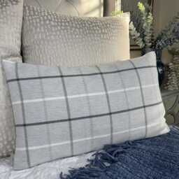 Highland Tartan Check Cushion Cover 12x20, Grey Pillow Cover, Double Sided, Modern - Countryside Home Decor - thumbnail 1