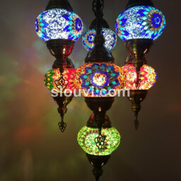 7 - Ball Turkish Sultan Mosaic Chandelier Multi-Color - thumbnail 1
