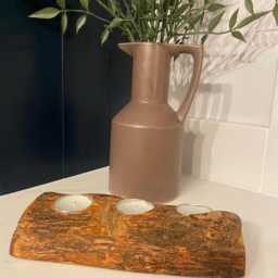 Handcrafted Olive Wood Candle Holder Rustic Tealight Centerpiece - thumbnail 3