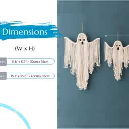 Halloween Ghost Macrame Wall Art For Spooky & Fun Gothic Decor V73 - thumbnail 2