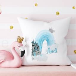 Personalised Children's Princess Cushion, New Baby Gift Pillow, Gifts For Birthdays, Princess Name Kid's Gift, Castle - thumbnail 2