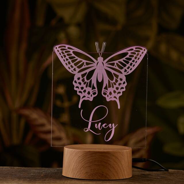 Personalised Butterfly Design Gift Lamp Night Light Kids Bedroom - image 1