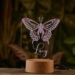 Personalised Butterfly Design Gift Lamp Night Light Kids Bedroom - thumbnail 2