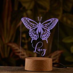 Personalised Butterfly Design Gift Lamp Night Light Kids Bedroom - thumbnail 3