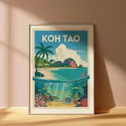 Koh Tao Thailand Print Retro Southeast Asia Travel Poster - thumbnail 2
