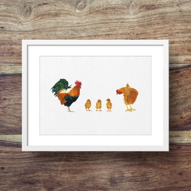 Chicken Family - Easter & Mothers Day Gift, Chicken Art, Family Print - image 1