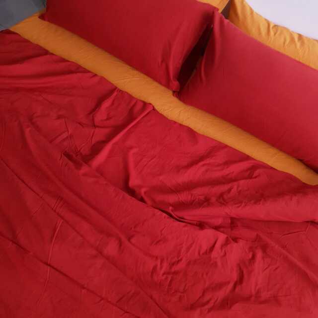 Organic Linen Duvet Cover Set, Brick Red With Ties - image 1