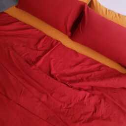 Organic Linen Duvet Cover Set, Brick Red With Ties
