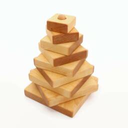 Wooden Pyramid - Big Size 17cm/6, 7 in Stacking Toy Learning Wood - thumbnail 3