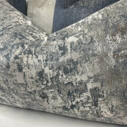 Venus Cushion Pillow Cover Denim Blue Silver Shimmer For Sofa Bed Designer Fabric High Quality Handmade in UK Rectangle Double Sided - thumbnail 2