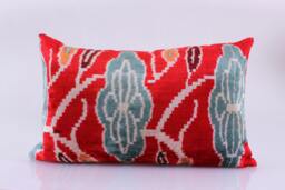 16x24 Ikat Velvet Pillow Cover, Handmade Cushion, Decorative Throw Pillow, Boho Cushion Turkish Home Decor - thumbnail 1