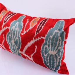 16x24 Ikat Velvet Pillow Cover, Handmade Cushion, Decorative Throw Pillow, Boho Cushion Turkish Home Decor - thumbnail 2