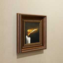 Burning Candle Small Framed Hand-Painted Oil Painting, 5x5 Inches - thumbnail 2