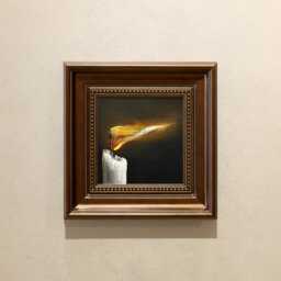 Burning Candle Small Framed Hand-Painted Oil Painting, 5x5 Inches - thumbnail 1