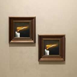 Burning Candle Small Framed Hand-Painted Oil Painting, 5x5 Inches - thumbnail 3