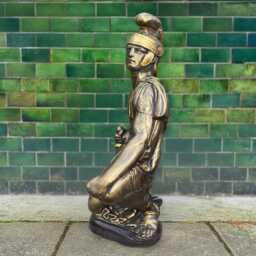 Outdoor Soldier Sculpture Concrete Military Statue Stone Memorial Soldier Decoration Cement Figurine Garden Gothic Tribute Ornament - thumbnail 2