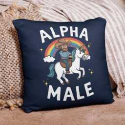 Funny Alpha Male Cushion Cover Unicorn Rainbow Pillow Case Gift For Gay Man Lgbt Pride Home Decor Cowboy Scatter - thumbnail 2
