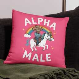 Funny Alpha Male Cushion Cover Unicorn Rainbow Pillow Case Gift For Gay Man Lgbt Pride Home Decor Cowboy Scatter - thumbnail 4