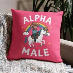 Funny Alpha Male Cushion Cover Unicorn Rainbow Pillow Case Gift For Gay Man Lgbt Pride Home Decor Cowboy Scatter
