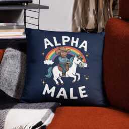 Funny Alpha Male Cushion Cover Unicorn Rainbow Pillow Case Gift For Gay Man Lgbt Pride Home Decor Cowboy Scatter - thumbnail 4