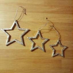 Chrome Metal Patterned Open Hanging Star Decoration - The Home & Hearts Shop Rustic Shabby Wall Decor Wedding Gift Christmas - thumbnail 3