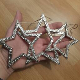 Chrome Metal Patterned Open Hanging Star Decoration - The Home & Hearts Shop Rustic Shabby Wall Decor Wedding Gift Christmas - thumbnail 4
