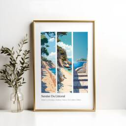 Antibes Hike Print Sentier Du Littoral, France Travel Poster - thumbnail 2