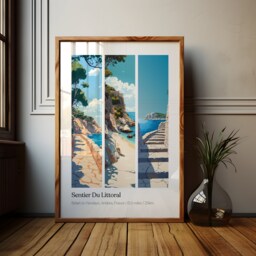 Antibes Hike Print Sentier Du Littoral, France Travel Poster - thumbnail 1