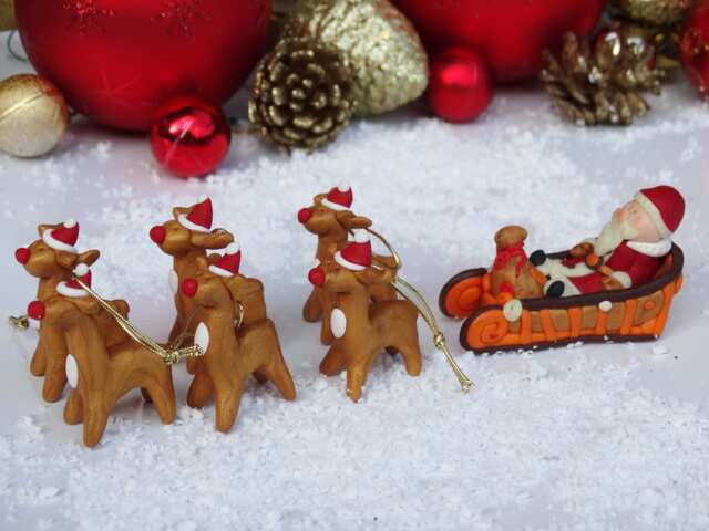Christmas Santa Claus, Christmas Gift, Christmas Polymer Clay Gift, Polymer Claus, Santa Claus Gift, Reindeer Figurines - image 1